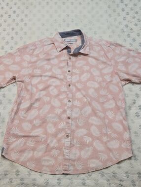 PD&C Pink Leaf-Print Short-Sleeve Button-Down Shirt
